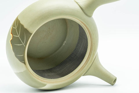 Japanese Kyusu - Green Tea Leaves Tokoname-yaki Obi-ami 360 Filter Teapot - 250ml