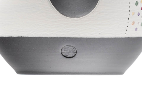 Tea Set - Black White Pearlescent Tokoname Teapot with 5 Porcelain Teacups