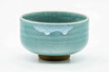 Japanese Matcha Bowl - Blue Celadon Drip-Glazed Hantsutsu-gata Chawan - 400ml - side view