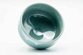 Japanese Matcha Bowl - Blue Celadon Drip-Glazed Hantsutsu-gata Chawan - 400ml - tilted to show the interior