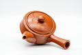 Tezumi — Japanese Kyusu - Engraved Red Shudei Tokoname-yaki Debeso Teapot - 210ml — interior view showing the filter