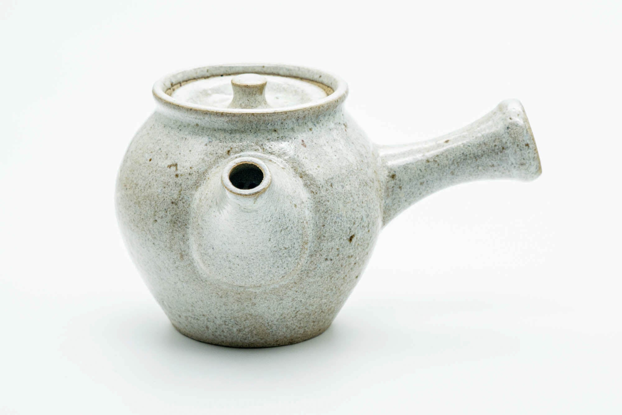 Japanese Kyusu - Large Floral Grey Glazed Do-ake Ceramic Filter Teapot - 500ml
