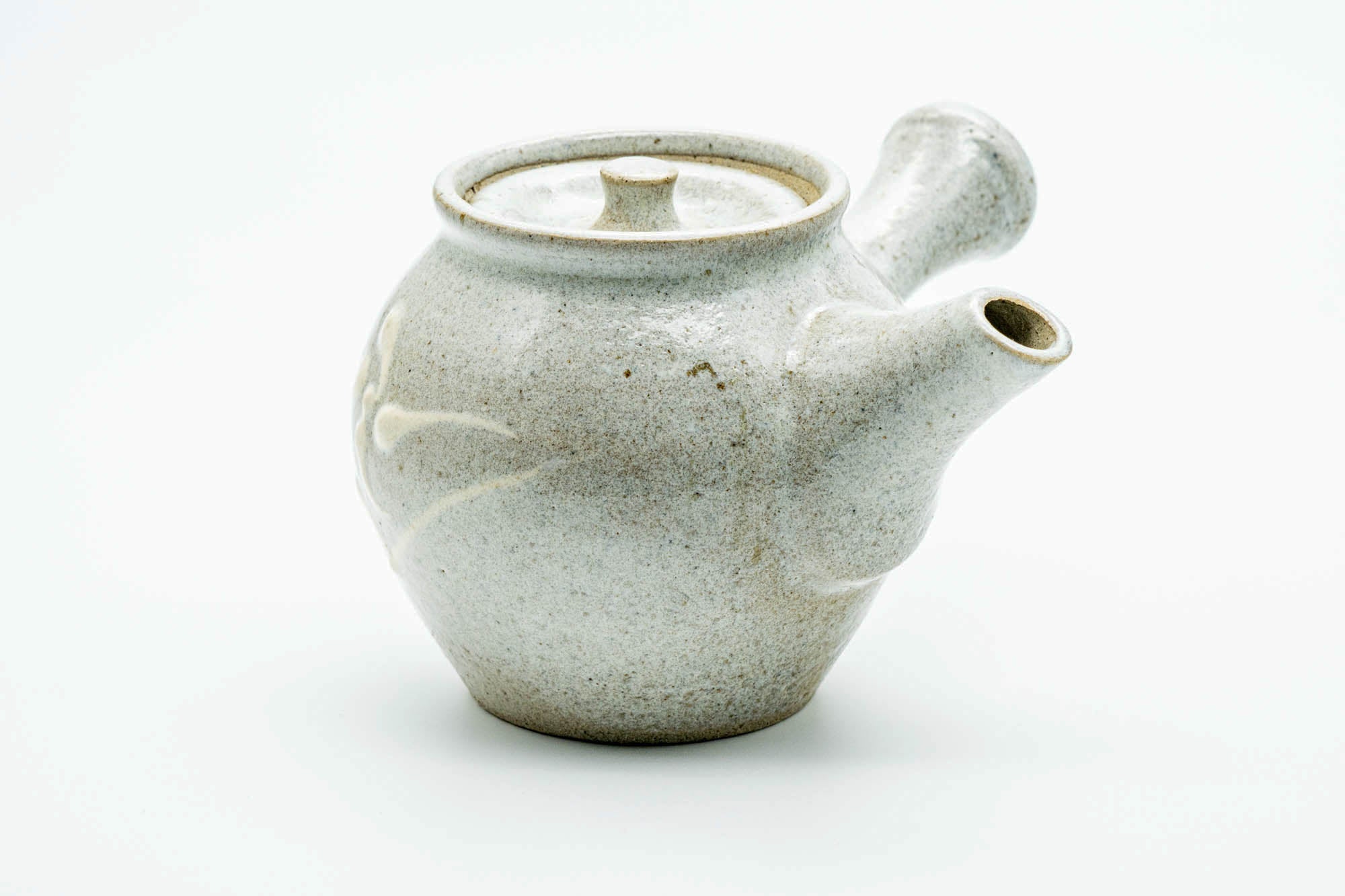 Japanese Kyusu - Large Floral Grey Glazed Do-ake Ceramic Filter Teapot - 500ml