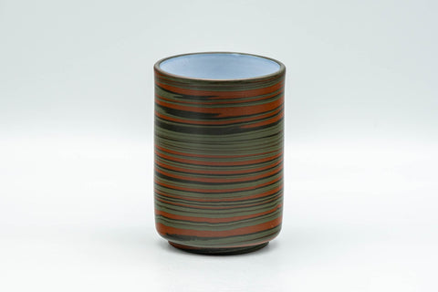 Japanese Teacup - Unzen Kiln Nerikomi Tokoname-yaki Yunomi - 150ml - side view of the cylindrical cup showing the marbled bands