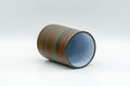 Japanese Teacup - Unzen Kiln Nerikomi Tokoname-yaki Yunomi - 150ml - angled top-down view showing the white glazed interior