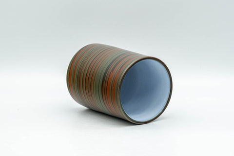Japanese Teacup - Unzen Kiln Nerikomi Tokoname-yaki Yunomi - 150ml - angled top-down view showing the white glazed interior