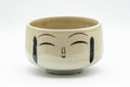 Japanese Matcha Bowl - Smiling Face Wan-nari Chawan - 400ml - front view showing the painted smiling face