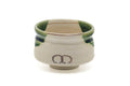 Tezumi — Japanese Matcha Bowl - Floral Beige Green Glazed Oribe-yaki Chawan - 250ml — three-quarter view
