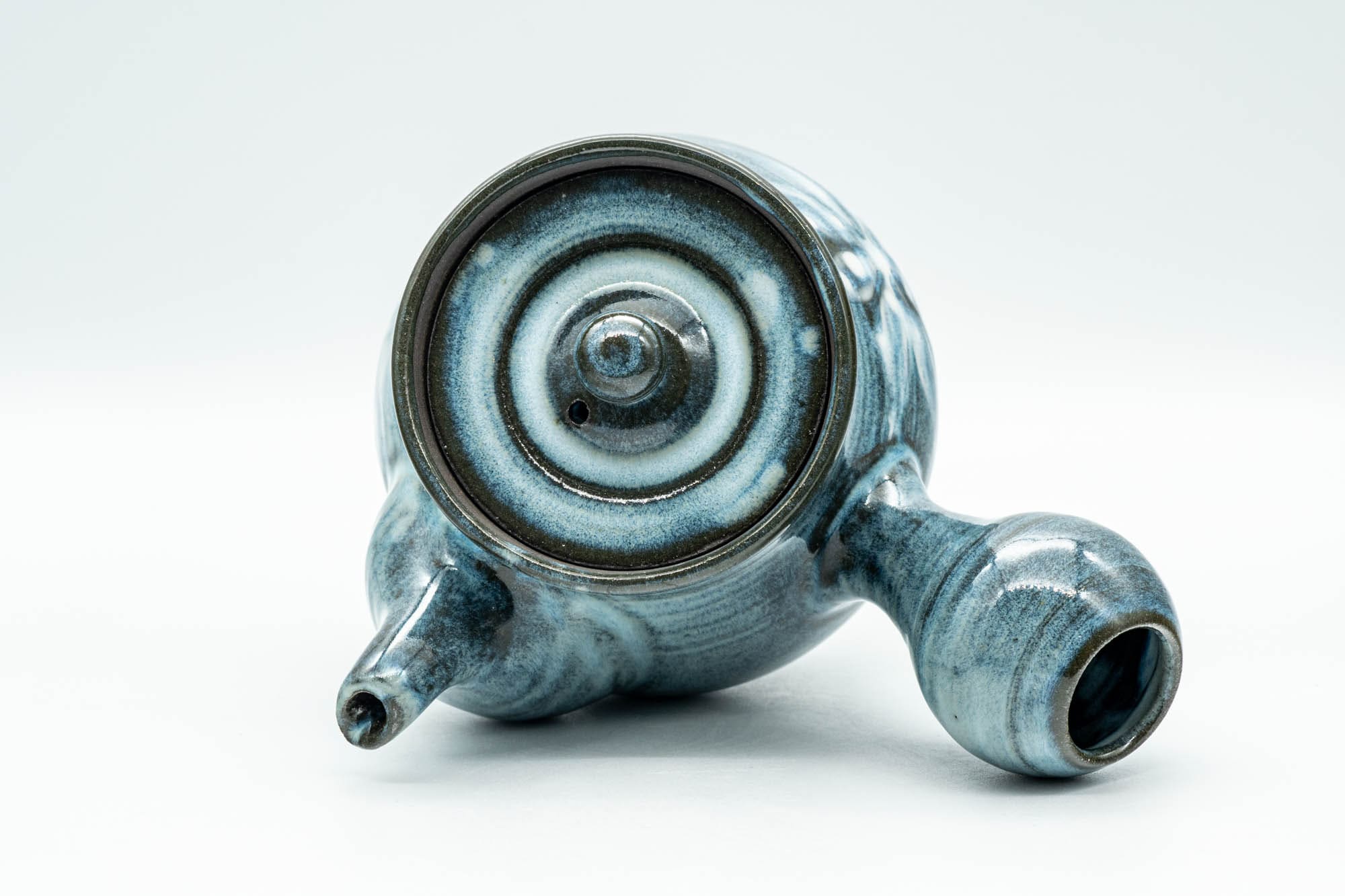 Japanese Kyusu - Floral Blue White Glazed Debeso Teapot - 400ml