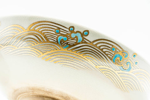 Japanese Matcha Bowl - Gold Wavy Kyo-yaki Summer Chawan - 150ml