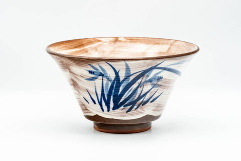 Japanese Matcha Bowl - Blue Grass White Hakeme Chawan - 250ml