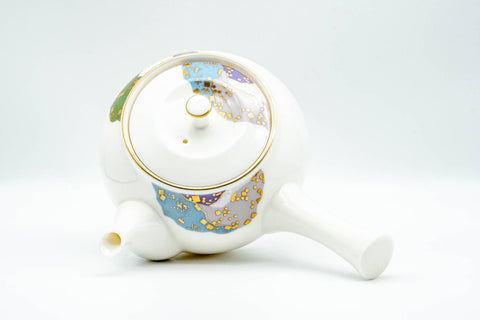 Japanese Kyusu - Wavy Decorated Porcelain Arita-yaki Debeso Teapot - 400ml
