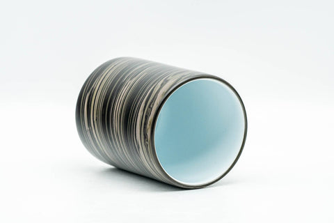 Japanese Teacup - Black Marble Nerikomi White Inner-Glazed Tokoname-yaki Yunomi - 140ml