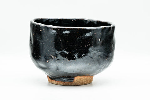 Japanese Matcha Bowl - Jet Black Glazed Wabi-Sabi Chawan - 350ml