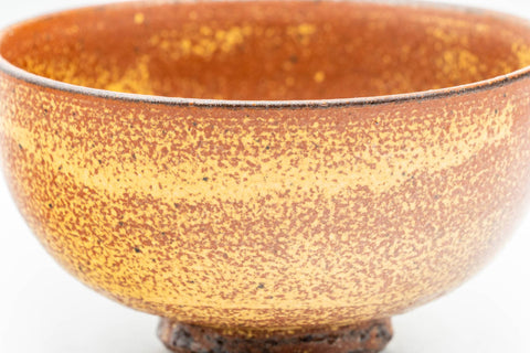 Japanese Matcha Bowl - Small Orange Drip-Glazed Wan-nari Chawan - 150ml