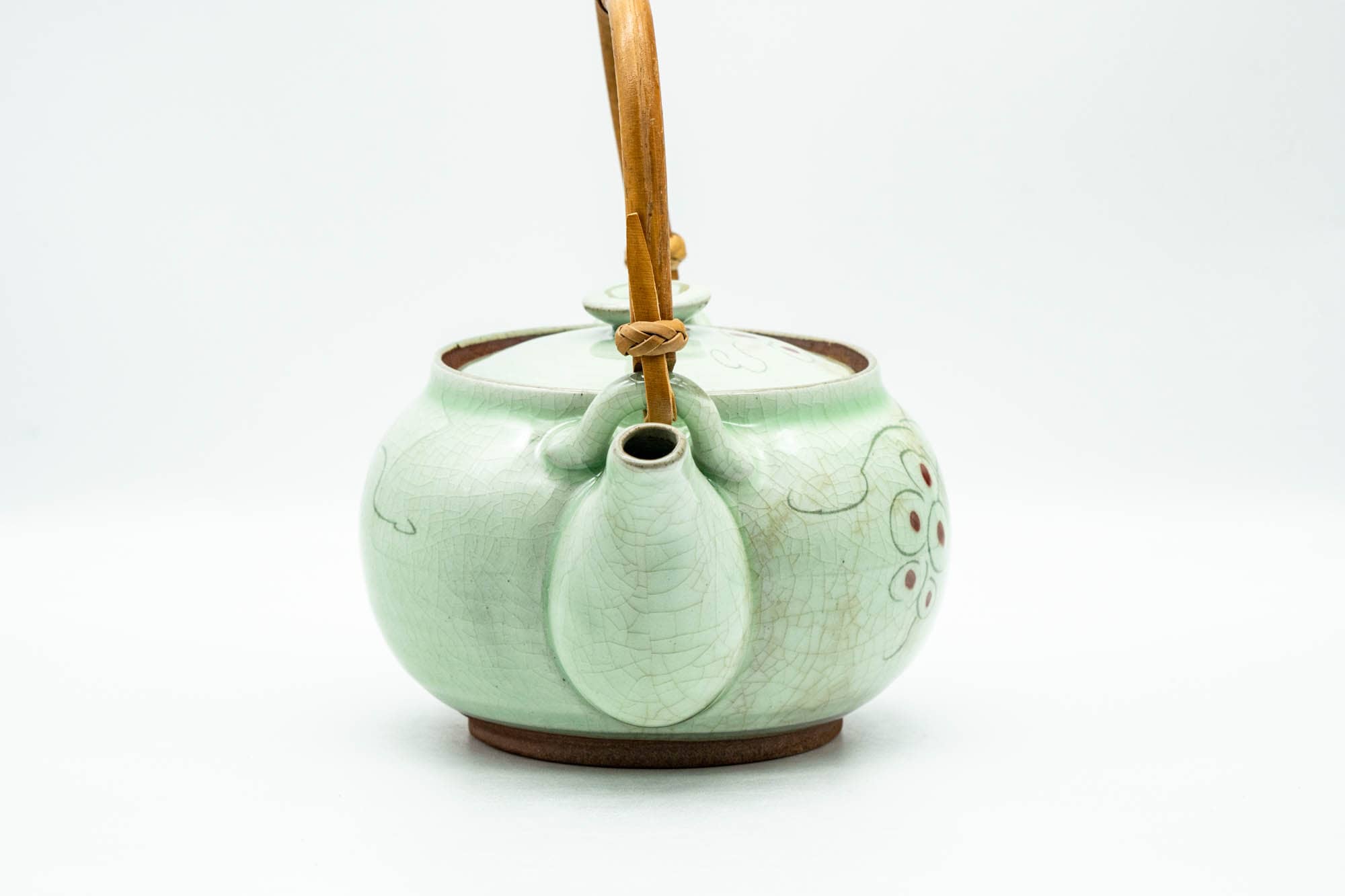 Japanese Dobin - Grapevine Green Celadon Glazed Debeso Teapot - 450ml