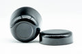 Japanese Natsume - Black Urushi Lacquer Matcha Tea Caddy - 80ml - angled view with the lid leaning against the base
