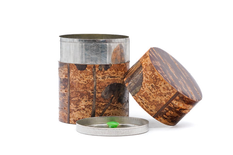 Japanese Chazutsu - Kabazaiku Fuki Leaves Cherry Bark Veneered Tea Canister