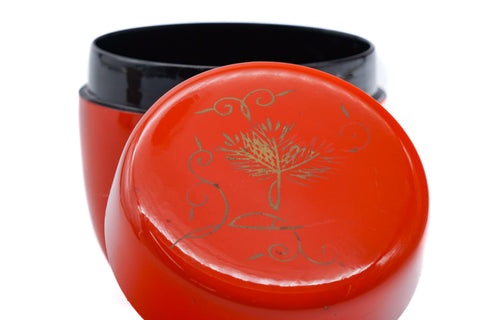 Japanese Natsume - Orange Black Lacquer Matcha Tea Caddy