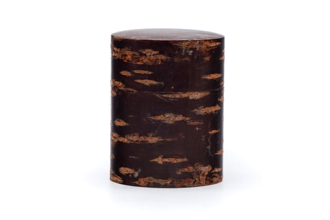 Japanese Chazutsu - Kabazaiku Fuki Leaves Cherry Bark Veneered Tea Canister with Scoop
