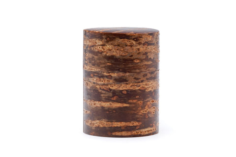 Japanese Chazutsu - Kabazaiku Fuki Leaves Cherry Bark Veneered Tea Canister