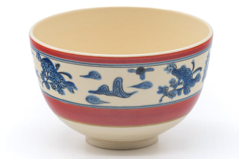 Japanese Matcha Bowl - Floral Traditional Kyo-yaki Chawan - 400ml