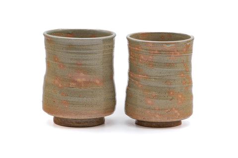 Japanese Teacups - Pair of Meoto Gohonte Hagi Yunomi