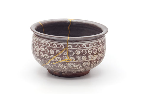 Japanese Kensui - Chrysanthemum Mishima Kintsugi Water Bowl - 640ml