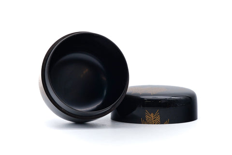 Japanese Natsume - Gold Leaves Black Lacquer Tea Caddy