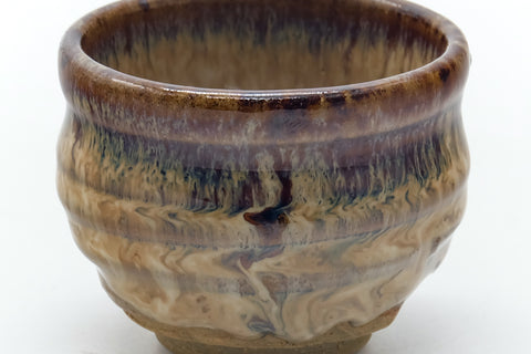 Japanese Teacup - Beige Brown Drip-Glazed Guinomi - 35ml