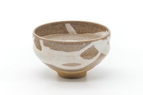 Japanese Matcha Bowl - Beige White Abstract Chawan - 400ml