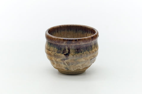 Japanese Teacup - Beige Brown Drip-Glazed Guinomi - 35ml