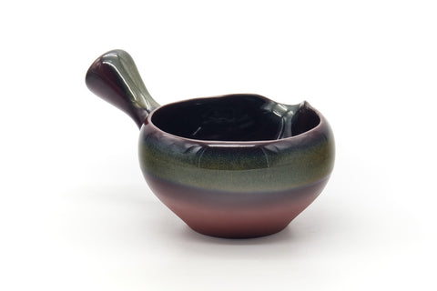 Tezumi — Japanese Yuzamashi - Green Glazed Water Cooler - 355ml — tipped to show the interior