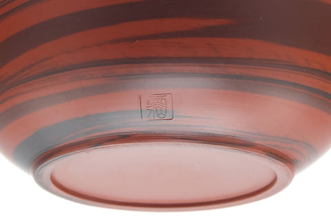 Tezumi — Japanese Katakuchi - Black Red Nerikomi Tokoname Water Cooler - 305ml — closeup of the glaze