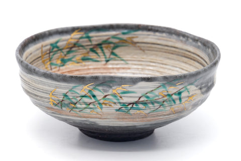 Japanese Matcha Bowl - Bamboo Hakeme Glazed Summer Chawan