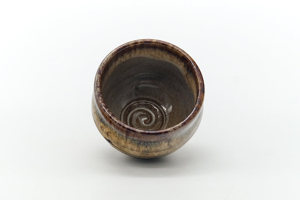 Japanese Teacup - Beige Brown Drip-Glazed Guinomi - 35ml