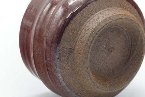 Tezumi — Japanese Teacup - Plump Spiraling Guinomi - 50ml — inverted showing the foot ring