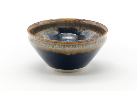 Japanese Matcha Bowl - Black Beige Hare's Fur Glazed Tenmoku-gata Chawan