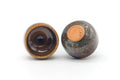 Tezumi — Japanese Teacups - Pair of Brown Blue Speckled Glaze Yunomi — three-quarter view