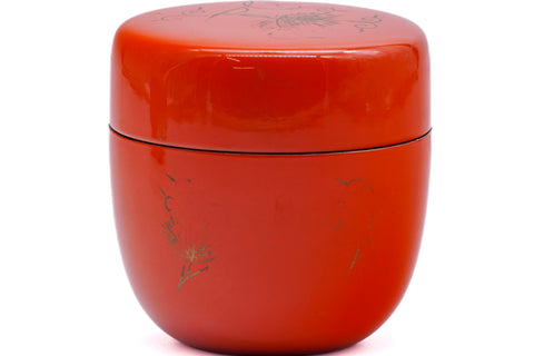 Japanese Natsume - Orange Black Lacquer Matcha Tea Caddy