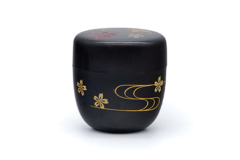 Japanese Natsume - Gold Momiji Black Lacquer Matcha Tea Caddy