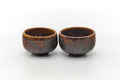 Tezumi — Japanese Teacups - Pair of Brown Blue Speckled Glaze Yunomi — front view
