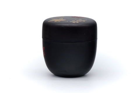 Japanese Natsume - Gold Momiji Black Lacquer Matcha Tea Caddy