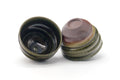 Tezumi — Japanese Teacups - Pair of Ash Green Glazed Spiraling Yunomi — front view