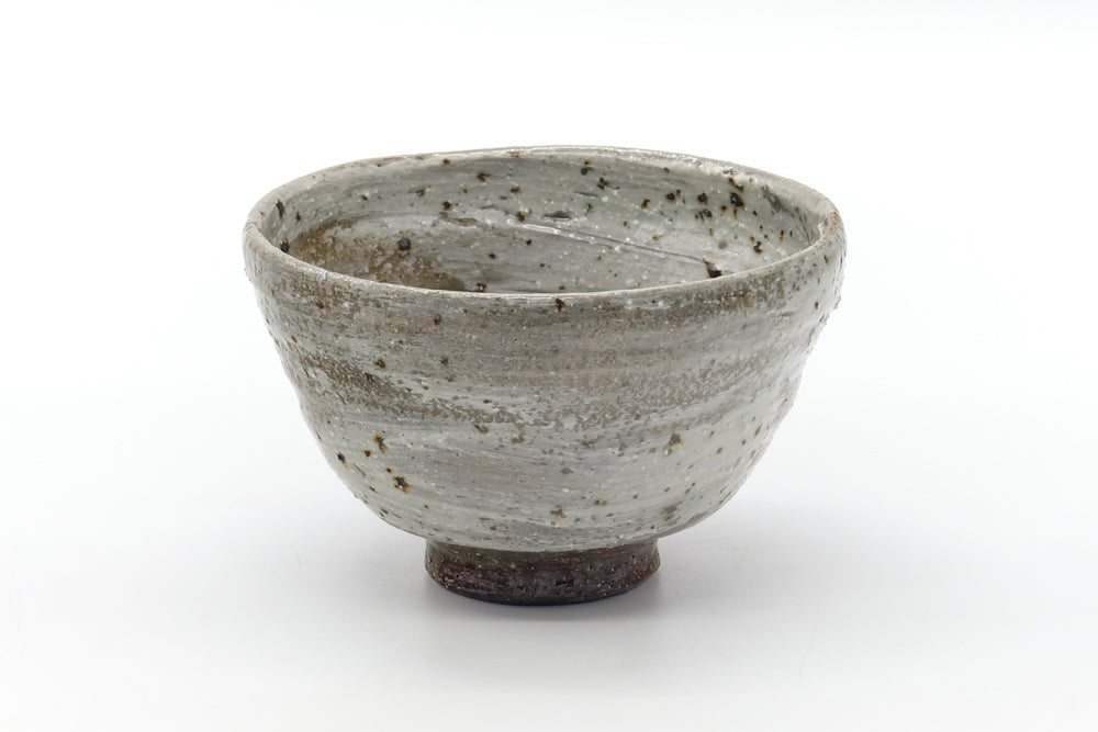Japanese Matcha Bowl - Earthy Grey Hakeme Textured Chawan