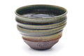 Tezumi — Japanese Teacups - Pair of Ash Green Glazed Spiraling Yunomi — top-down view of the interior