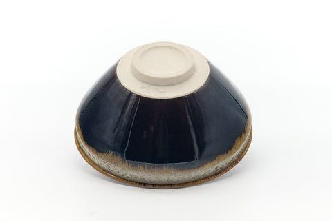 Japanese Matcha Bowl - Black Beige Hare's Fur Glazed Tenmoku-gata Chawan