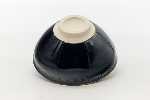 Japanese Matcha Bowl - Black Glazed Gold Rim Tenmoku-gata Chawan