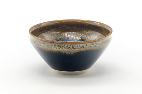 Japanese Matcha Bowl - Black Beige Hare's Fur Glazed Tenmoku-gata Chawan