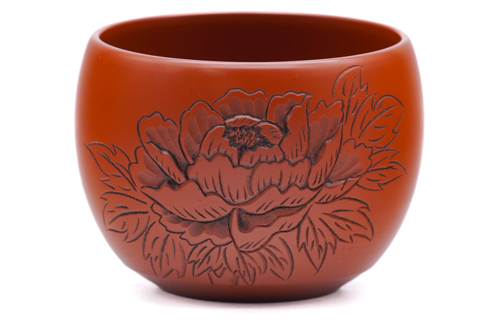 Japanese Teacup - Camellia Engraved Tokoname Yunomi - 110ml